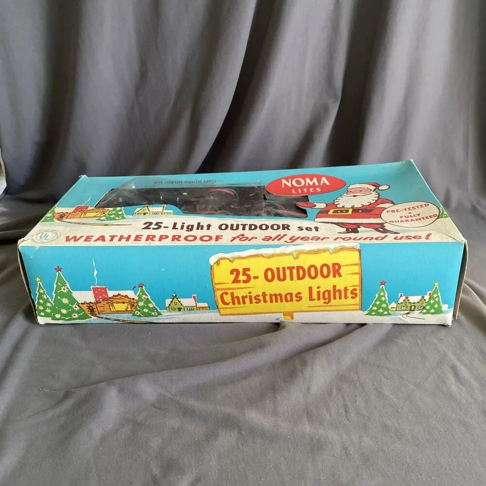 Vintage Christmas NOMA LITES 2 Wire Light Strand Clip On C-9 NICE BOX